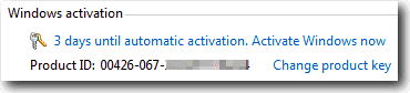 3 days until automatic activation. activate windows now