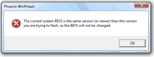 The current system BIOS is the same version