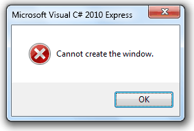 Cannot create the window