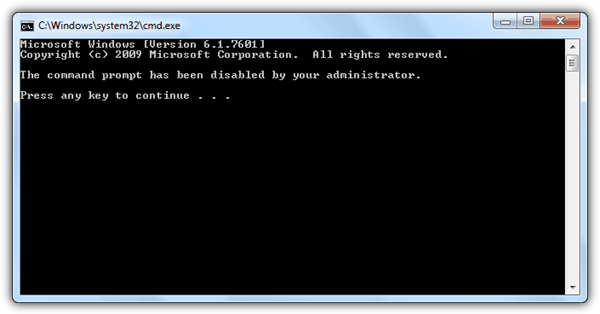command prompt disabled