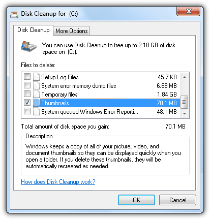 Disk Cleanup Thumbnails