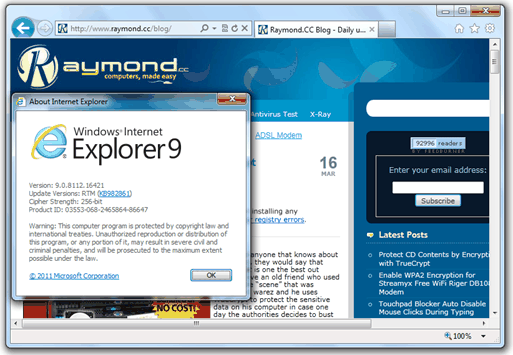 Download Internet Explorer 9 standalone