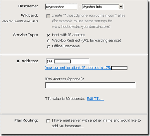 DynDNS configuration