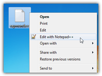 Edit with Notepad++