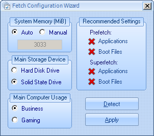 Fetch configuration wizard