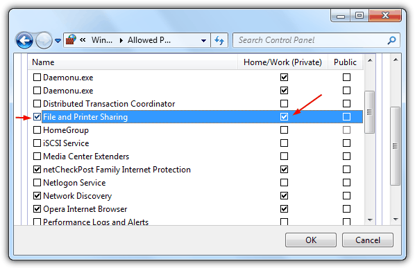 Exclude File and Printer Sharing