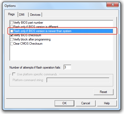 Flash only if BIOS version is newer than system