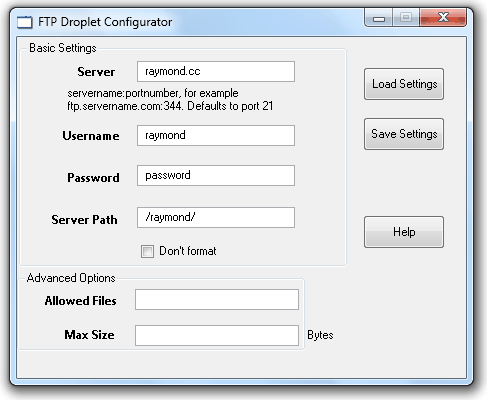FTP Droplet Configurator