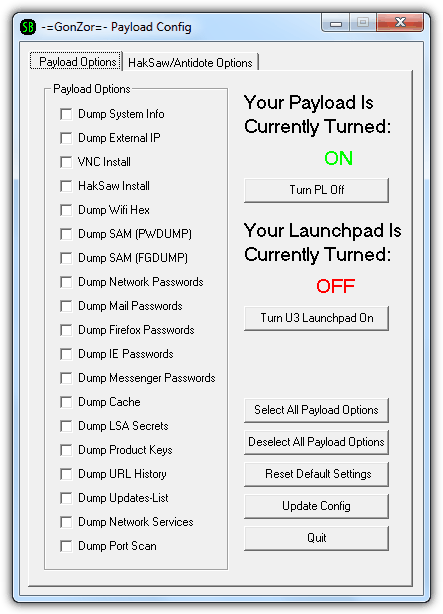GonZor Payload Config
