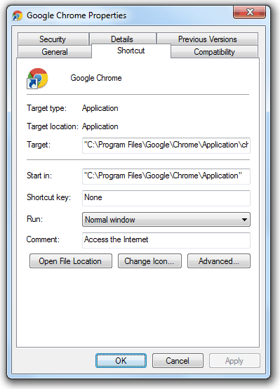Google Chrome in Program Files Folder