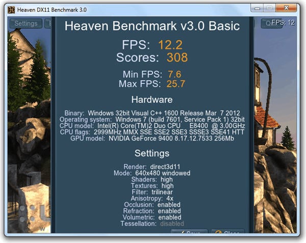 Heaven Benchmark Scores