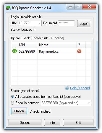 ICQ Ignore Checker