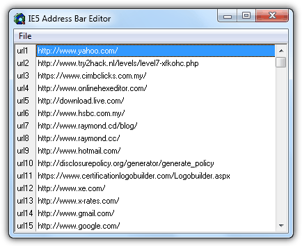 IE5 address bar editor
