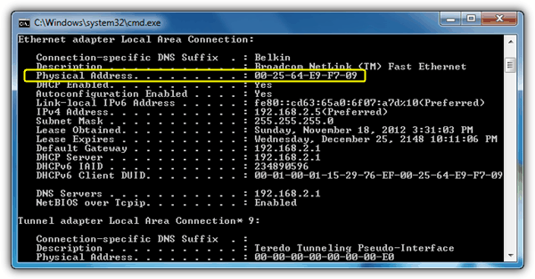 IPconfig Physical Address