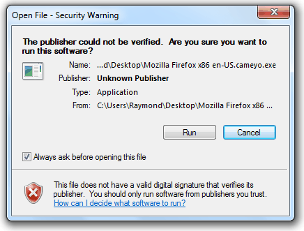Open File Security Warning