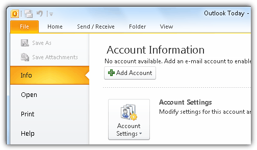 Outlook Add Account