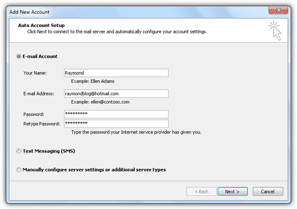 Outlook Auto Account Setup