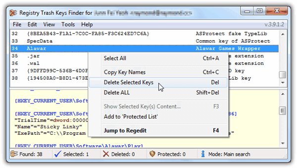 Registry Trash Keys Finder Full version