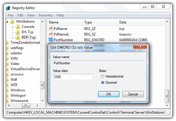 Remote Desktop PortNumber