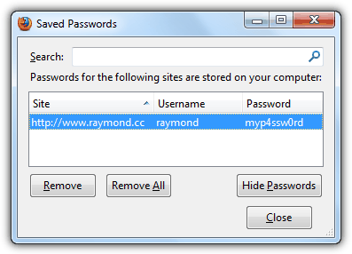 Show Firefox Saved Password