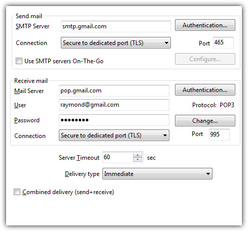 The Bat! Gmail Account Properties