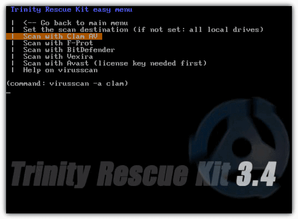 Trinity Rescue Kit Virus Scanning