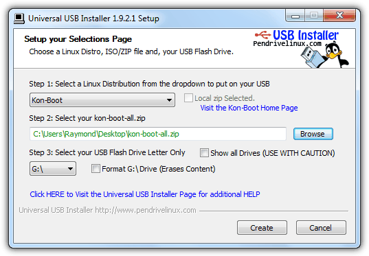 Universal USB Installer Kon-Boot