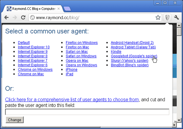 User-Agent Switcher