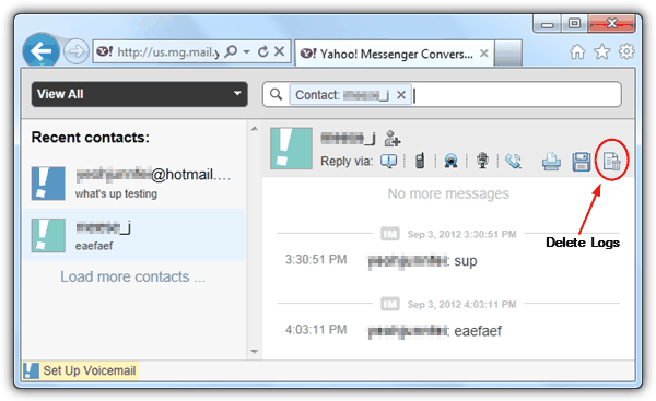 Yahoo Messenger 10 History Log