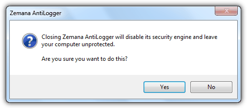 Zemana Exit Confirmation Window