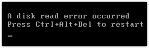 A disk read error occurred