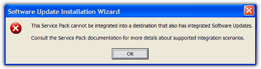 This service pack can't be integrated error