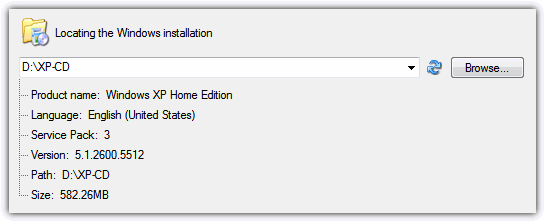 Locating Windows installation