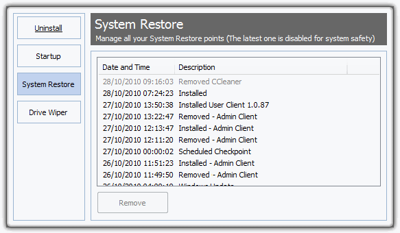 system restore