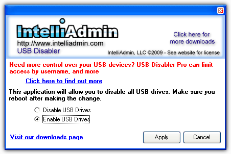 IntelliAdmin USB Drive Disabler