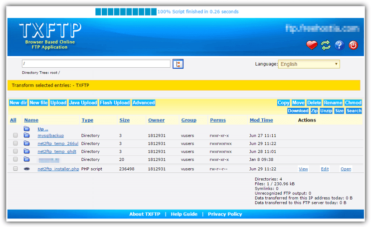 txftp user interface