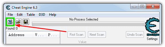 select a process in Cheat Engine