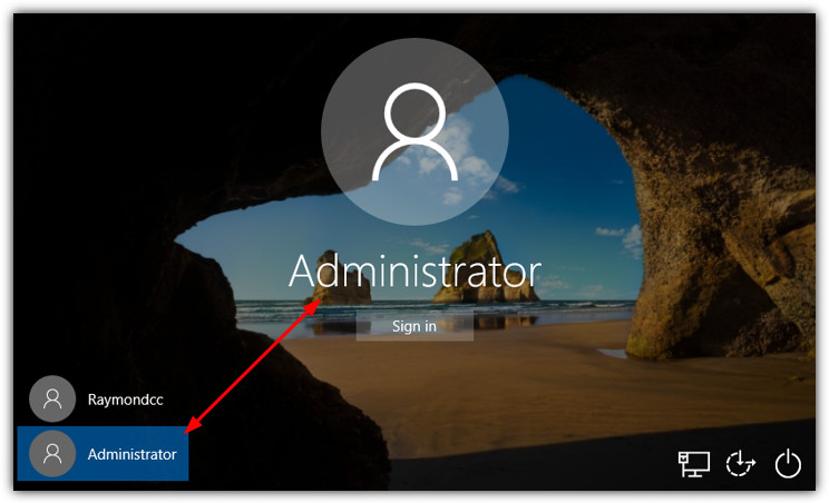 administrator account on logon screen