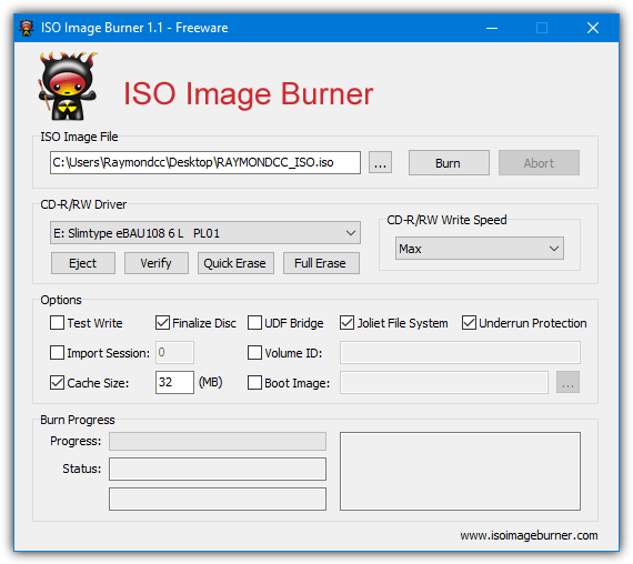 Iso image burner