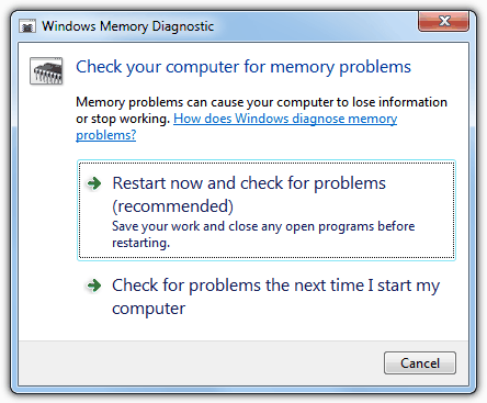 Windows 7 Memory test