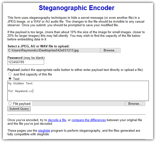 steganography tools encode page