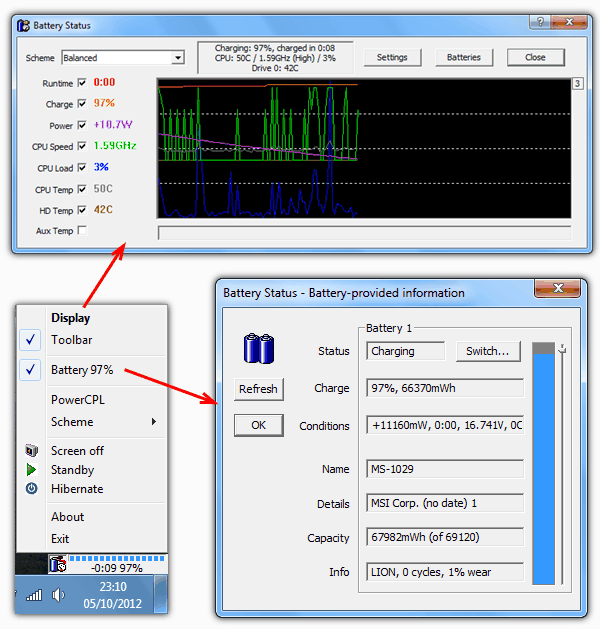 Laptop Battery Status Monitor