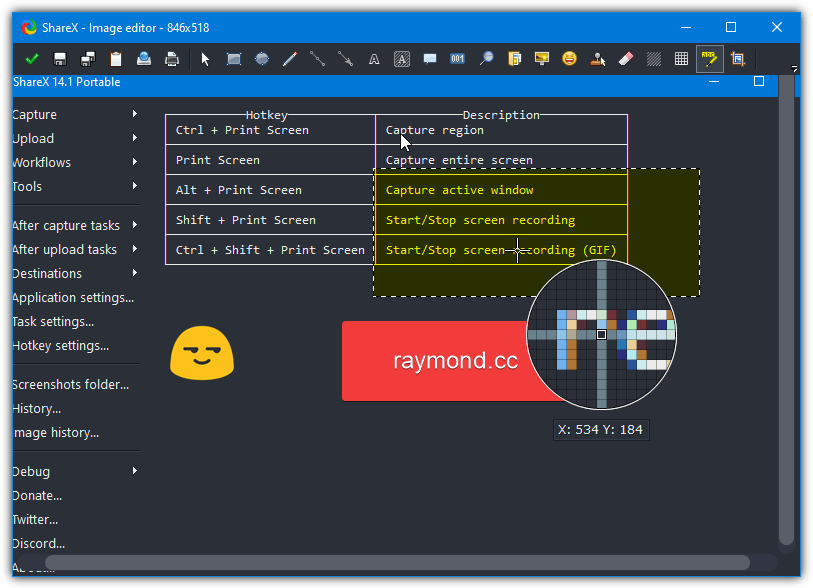 Sharex editor