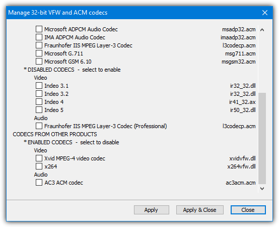 Codectweaktool codecs