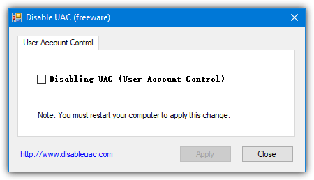 Disable uac