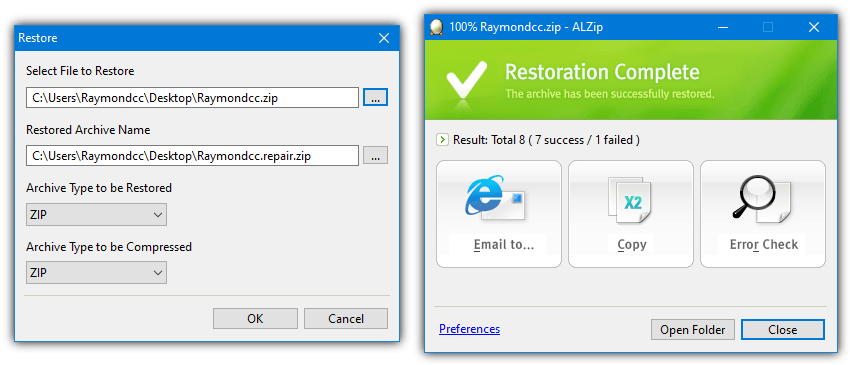 Alzip restore archive