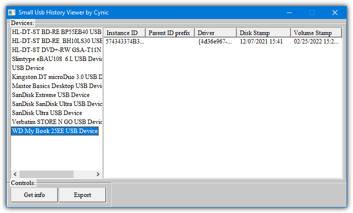 Small usb history viewer