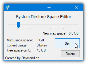 system restore space editor