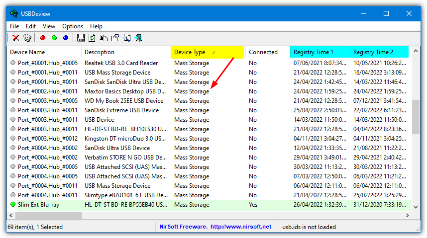 Usbdeview mass storage devices