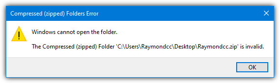 Windows damaged zip file